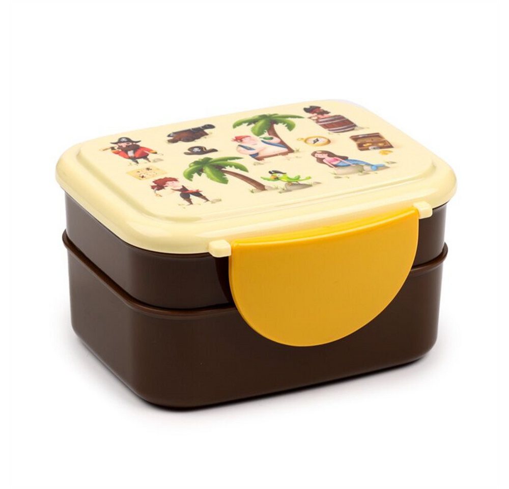 Puckator Lunchbox Jolly Rogers Piraten, Kunststoff BPA-frei, (mit Clipverschluss, 5-tlg., inkl. Gabel & Löffel), ca. 15,5 x 14 x 9 cm von Puckator