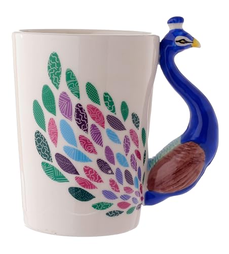 Puckator Pfau geformter Henkel Tasse aus Dolomit-Keramik von Puckator