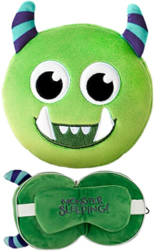 Puckator Relaxeazzz Plüsch Grün Monstarz Monster Reisekissen & Schlafmaske von Puckator