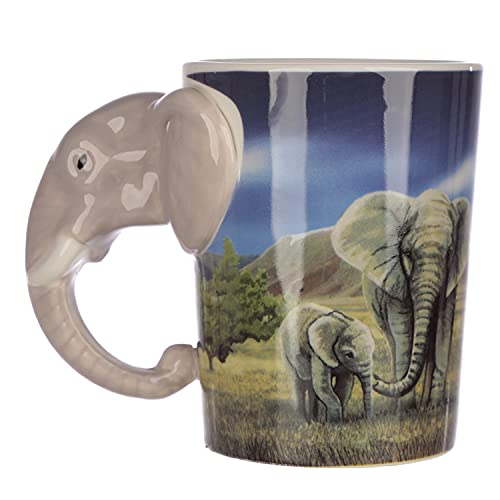 Puckator Elefant mit Savanne geformter Henkel Tasse aus Dolomit-Keramik von Puckator