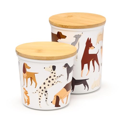 Puckator - Set mit 2 rPET Vorratsdosen mit Bambusverschluss - Hunde - Barks Dog von Puckator