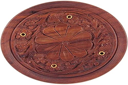 Puckator Sheesham Holz Aschauffänger mit eingraviertem Blumendesign von Puckator