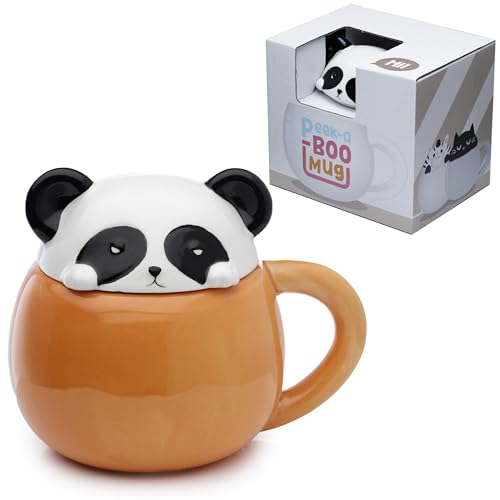 Puckator Tasse aus Keramik mit geformtem Deckel - Panda - süße Tiere von Puckator