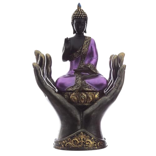 Puckator Thai-Buddha in den Händen, niedliche Raumdekoration, ästhetisches Feng Shui-Meditationszubehör, Gartenornamente, Regal-Schreibtisch-Dekorationen, Achtsamkeit, Heimgeschenke, Statuen von Puckator