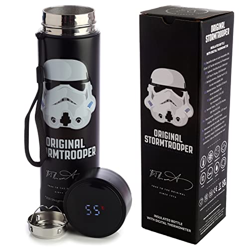 Puckator The Original Stormtrooper wiederverwendbare isolierte Edestahl Trinkflasche mit Digital Thermometer 450ml von Puckator