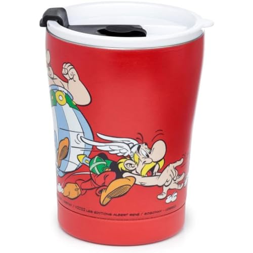 Puckator Asterix & Obelix roter wiederverwendbarer Thermobecher für Lebensmittel und Getränke aus Edelstahl 300ml von Puckator