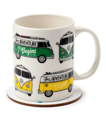 Puckator Volkswagen T1 Set Tasse und Untersetzer aus Porzellan von Puckator
