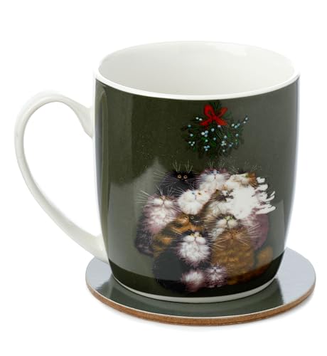 Puckator Weihnachten Kim Haskins Die 12 Katzen der Weihnacht Tasse & Untersetzer Set aus Porzellan von Puckator