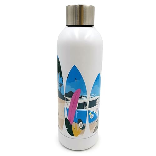 Puckator Wiederverwendbare Thermosflasche aus Stahl 530 ml - Waves Are Calling - Volkswagen Transporter T1 von Puckator