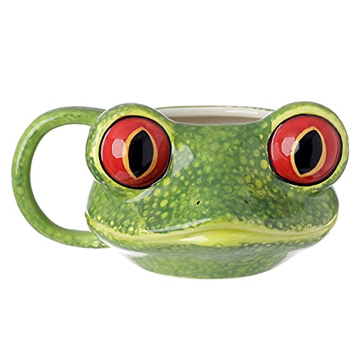 Pukinator große Augen Frosch Keramiktasse, gemischt, Höhe 8 cm, Breite 15,5 cm, Tiefe 12,5 cm von Puckator