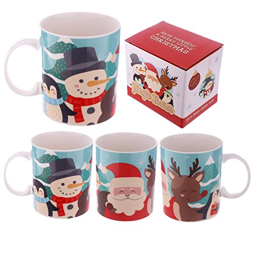 Puckator Weihnachtstasse, Porzellan, Tasse, Trinkbecher, 300 ml, Weihnachten von Puckator