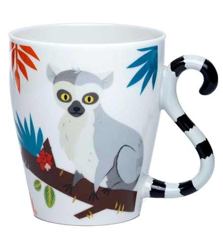 Puckator Lemur Spirit of the Night Schwanz geformter Henkel Tasse aus Porzellan von Puckator
