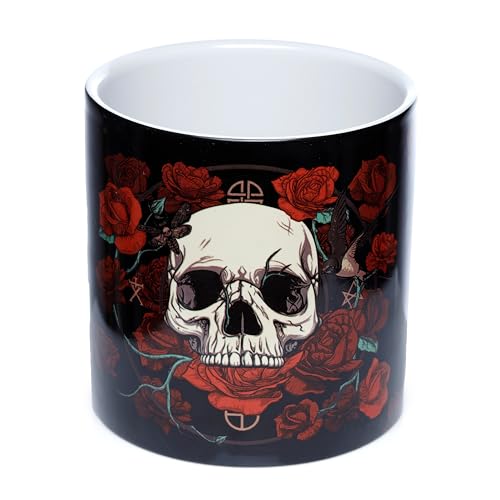 Vase für den Innenbereich aus Keramik – Rosen und Totenköpfen – groß von Puckator
