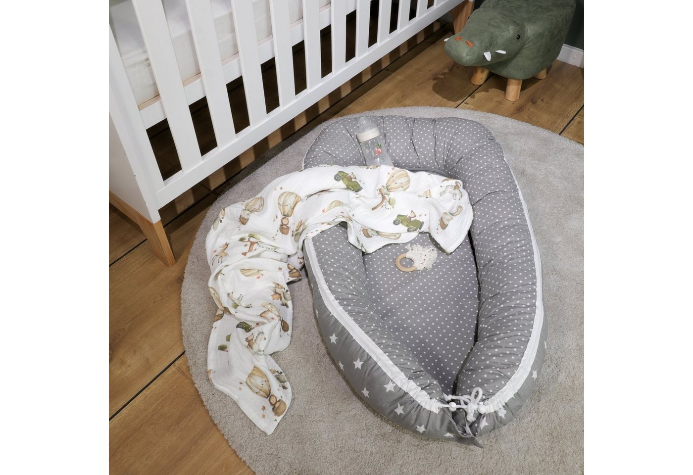 Babydecke Alva Kuscheldecke Weiß 100x135 cm Safari-Design, Puckdaddy GmbH von Puckdaddy GmbH