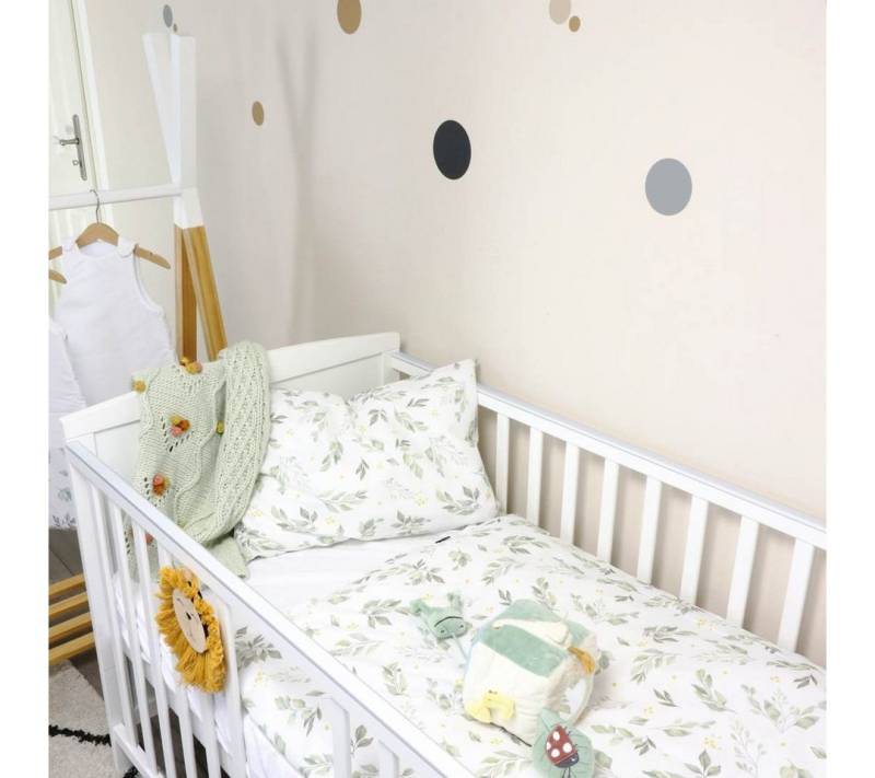 Puckdaddy GmbH Kinderbettwäsche Flora (100x135cm) mit Zweige-Muster in Weiß, 100% Baumwolle mit Reißverschluss von Puckdaddy GmbH