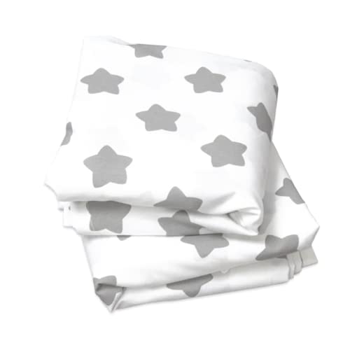 Puckdaddy Hausbett Vorhang Freya – 146 x 298 cm, 2er-Set Stoffhimmel aus 100% Baumwolle in Weiß mit Sterne Muster, hochwertiger Bettvorhang fürs Kinderzimmer von Puckdaddy