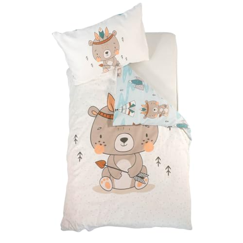 Puckdaddy Kinderbettwäsche-Set Mare - Kleiner Bär 100x135cm, blau/Mehrfarbig von Puckdaddy