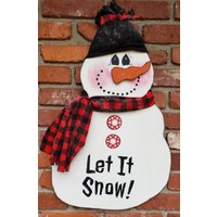 Sammie Der Schneemann Glitzernder Winter-Bauernhaus Let It Snow Türschild Aus Holz, Xl Eissaison, 66 cm Hoch von Puddlesticks