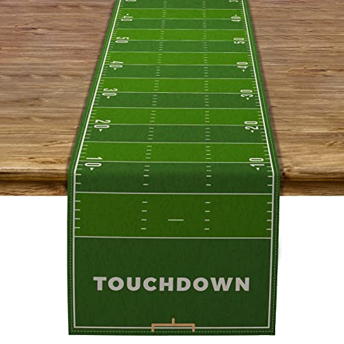 Pudodo Tischläufer, Fußballfeld, Touchdown, Spieltag, Tischdecke, Fußball-Thema, Geburtstag, Party, Küche, Esszimmer, Heimdekoration (33 x 183 cm) von Pudodo