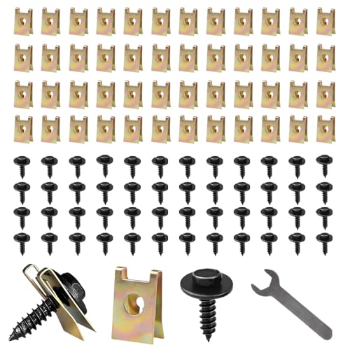 100 Stück Blechmutter Schraube Mutter Clip Kit, 50 Sätze Karosserieschrauben und U-Typ Federblechnmutter Edelstahl, Kotflügelclip Blechmuttern Befestigung für Auto 100 Stück Blechmutter Schraube Mutter Clip Kit, 50 Sätze Karosserieschrauben und U-Typ Federblechnmutter Edelstahl, Kotflügelclip Blechmuttern Befestigung für Auto von Puedno