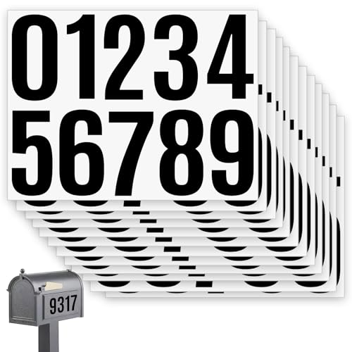 12 Blatt Briefkasten Zahlen Aufkleber 4 Zoll, 0–9 Wasserdicht Hausnummer Aufkleber, Vinyl Selbstklebende Zahlen Aufkleber Sticker Nummernaufkleber für Postkasten Schilder Autos, Schwarz von Puedno