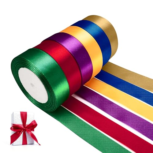6 Farben Satinband Geschenkband 25mm x 22m, 6 Rollen Satinband Bänder, Schleifenband Stoffband Dekoband, Stoff Bänder zum Basteln Geschenk, Insgesamt 132M Multicolor 6 Farben Satinband Geschenkband 25mm x 22m, 6 Rollen Satinband Bänder, Schleifenband Stoffband Dekoband, Stoff Bänder zum Basteln Geschenk, Insgesamt 132M Multicolor von Puedno