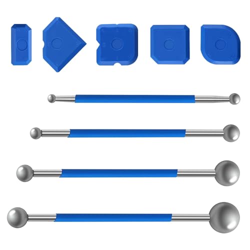 9 Stück Werkzeug Schaber Kit Fugenglätter Set 4 Stk Metallkugel Abzieher 5 Stk Silikon Fugenglätter Silikon Fugenglätter für Badezimmer Küchenfliesen von Puedno