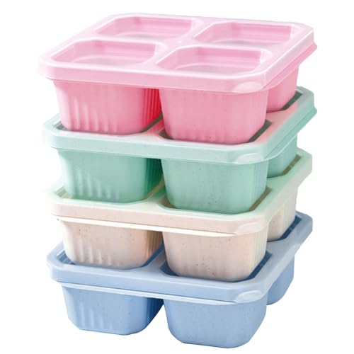 Snackboxen mit 4 Fächer, 4 Stück Wiederverwendbare Snack-Behälter, Bento Snack Box mit Deckel Meal Prep Container für Kinder Erwachsene Outdoor Snackboxen mit 4 Fächer, 4 Stück Wiederverwendbare Snack-Behälter, Bento Snack Box mit Deckel Meal Prep Container für Kinder Erwachsene Outdoor von Puedno