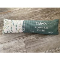 Geburtskissen „Eukalyptus" Mit Waffelstoff Originalgewicht Kissen Erinnerung Zur Geburt in Echtmaß Geschenk Taufe Geburtstag von Puenkelinchen