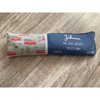Geburtskissen Mit Originalgewicht „Feuerwehr" Kissen Erinnerung Zur Geburt in Echtmaß Geschenk Taufe Geburtstag Waffelstoff von Puenkelinchen