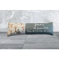 Geburtskissen Mit Originalgewicht „Fuchs" Kissen Erinnerung Zur Geburt in Echtmaß Geschenk Taufe Geburtstag von Puenkelinchen