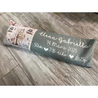 Geburtskissen Mit Originalgewicht „Waldfreunde" Kissen Erinnerung Zur Geburt in Echtmaß Geschenk Taufe Geburtstag von Puenkelinchen
