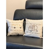 Camping Deko Kissen 40 X cm Wohnwagen/Wohnmobil Leinen von Puetziline