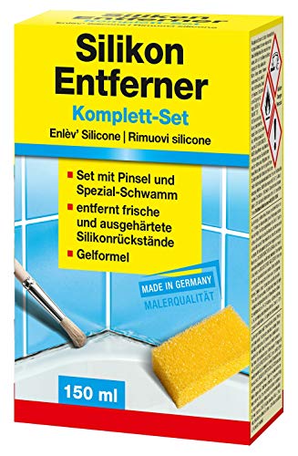 Baufan Silikonentferner Komplett-Set - 150ml mit Zubehör I Silikon Entfernung von frischem & altem Silikon I Für Keramikfliesen, Glas, Metall & mehr von Baufan