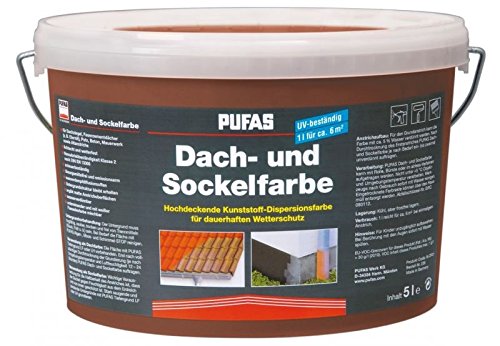 Pufas Dach- und Sockelfarbe 5 L Farbe: Ziegelrot 957 Dachfarbe Sockel-Anstrich von Pufas Werk KG