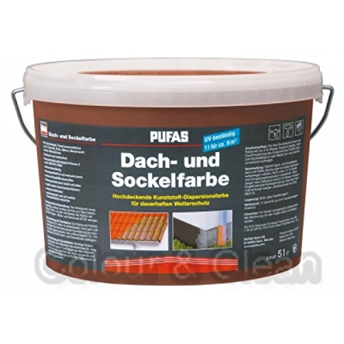 Pufas Dach- und Sockelfarbe 5 L Farbe: Ziegelrot 957 Dachfarbe Sockel-Anstrich von Pufas Werk KG
