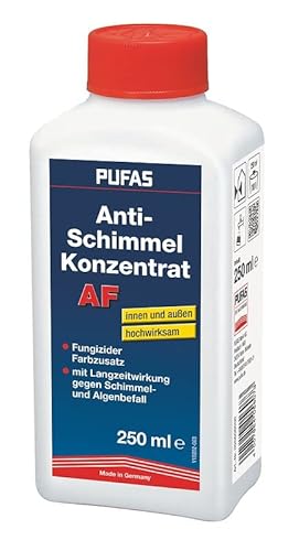 Pufas Fungizid Anti Schimmel Farbzusatz gegen Schimmel- Algen- Moosbefall (auch Kleisterzusatz Kleberzusatz) 250ml von PUFAS