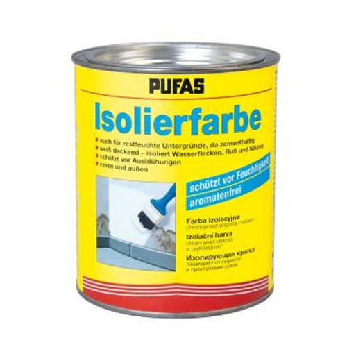 Pufas Isolierfarbe - Schutz vor Ausblühung und Feuchtigkeit zementhaltig weiß 2 Liter von PUFAS