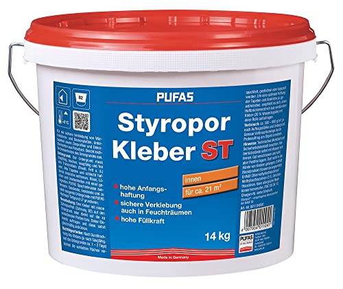 Pufas Styroporkleber und Renoviervlies Kleber 14kg - Hartschaumkleber Deckenplatten Untertapeten Isolierplatten kleben von Pufas Werk KG