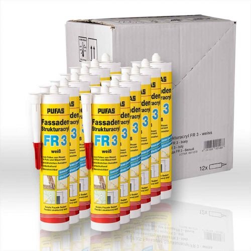 12 x Pufas Fassaden-Strukturacryl FR3 Fassadenacryl weiss von PUFAS