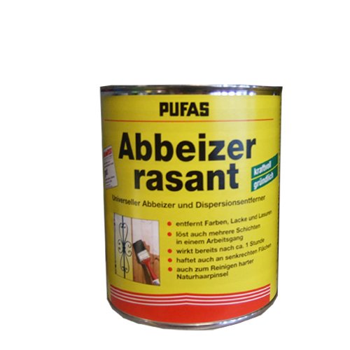 Pufas Abbeizer RASANT - universeller Abbeizer Farben Lacke Lasuren und reinigen von harten Pinseln von Pufas