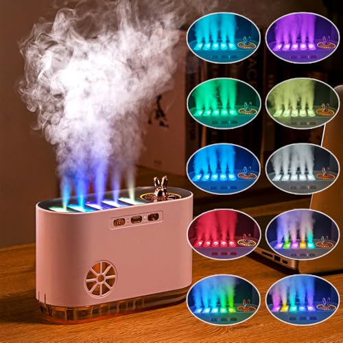 Pufei 1PC -Luftbefeuchter für Schlafzimmer 700 ml RGB Farb ändern Musiksynchronisierungsluft Luftbefeuchter 5 Düsenspray Design Cool Mist Feuchtigkeit mit super ruhigem und automatisch abgeschaltetem von Pufei