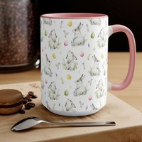 Cottontail Bunnies & Eggs Kaffeebecher Küche Und Esszimmer Ostern Geschenke von PuffinLime