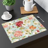 Herbst Hortensia Und Lilien Blumen Baumwoll Tischset, 1 Stück Küche Esszimmer Küchen Dekor Wohnkultur Tischset von PuffinLime