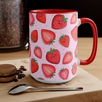 Kawaii Erdbeeren Kaffeebecher Küche Und Esszimmer Becher Keramikbecher Kaffee Geschenke Für Sie von PuffinLime
