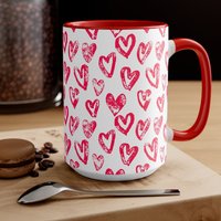 Schöne Herz-Keramik-Kaffeetasse Valentinstag-Becher Zweifarbige Tasse Kaffeeliebhaber-Geschenk Geschenk Für Sie von PuffinLime