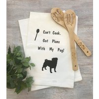 Kann Nicht Kochen - Got Plans Mit Meinem Mops" Mops Küchenhandtücher, Hundehandtücher, Dekotücher, Hundeküche Handtuch, Küchentuch von Pugpalooza