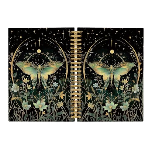 Pugwak Gothic Dark Butterfly Journal Notebook - Moon Floral Notebooks College Ruled for Work School, Moody Butterfly Gifts for Women, Gothic Office Supplies, Hardcover Spiral Notebook 5.5"x8.3" von Pugwak