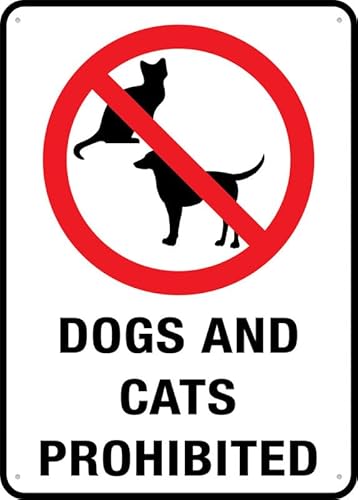 Metallschild mit Aufschrift "Dogs And Cats Prohibited", 30,5 x 20,3 cm, rostfreies Aluminium, mehrfarbig Metallschild mit Aufschrift "Dogs And Cats Prohibited", 30,5 x 20,3 cm, rostfreies Aluminium, mehrfarbig von Puhayexi
