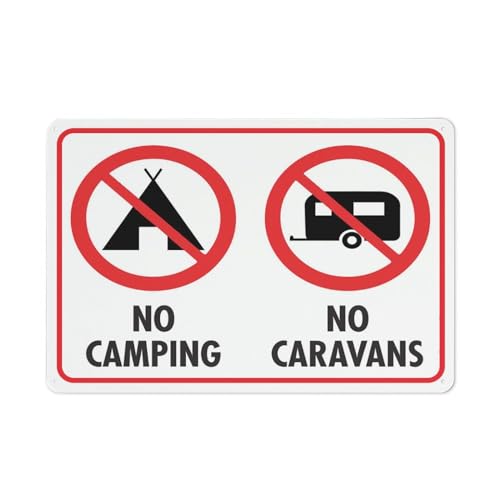 Metallschild mit Aufschrift "No Camping No Caravans", 20,3 x 30,5 cm, rostfreies Aluminium, leicht zu lesen und stabil, Aufschrift "Keep Out" für den Außenbereich, für Zuhause, Bauernhof, Hof von Puhayexi
